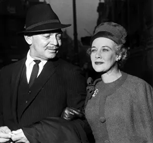 Brooch Prints: Clark Gable 58 years old Vetran Film Actor with his wife in London on a 24 hour business