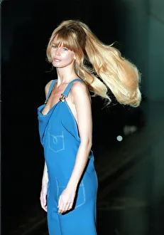Claudia Schiffer model Gianni Versace Fashion Show Jan 94 in Paris France wearing a