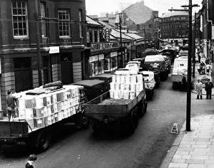 Clayton Street in Newcastle, with shops including Wards clothes shop. 24th May 1961