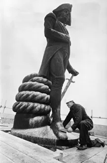 Cleaning Nelsons Column Trafalgar Square London February 1968 166 ft above