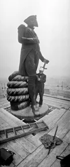Cleaning Nelsons Column Trafalgar Square London February 1968 166 ft above