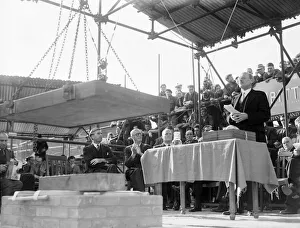 Clement Attlee (Prime Minister) laying the foundation stone of the South Bank Concert