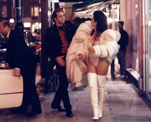 Cleo Rocos TV Presenter with Actor Nicolas Cage outside Eds Diner in King
