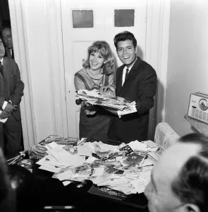 Cliff Richard celebrates his 23rd birthday today by meeting Susan Hampshire who is to be