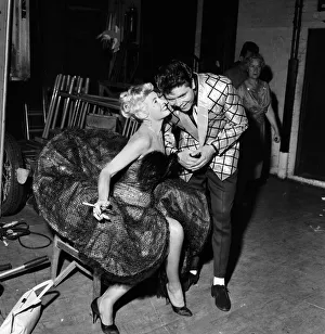 Cliff Richard with his co-star Yolande Donlan on the set of the film Expresso Bongo