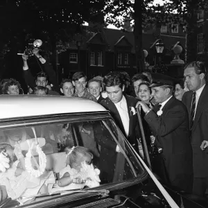 Cliff Richard pictured at the wedding of Miss Ann Findley and Mr Bruce Welch. August 1959