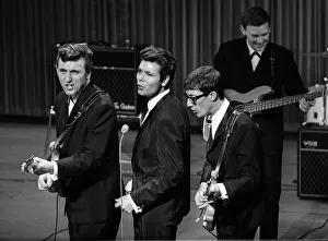 Performers Prints: Cliff Richard and the Shadows Oct 1962 on stage at the dress rehearsal of the Royal