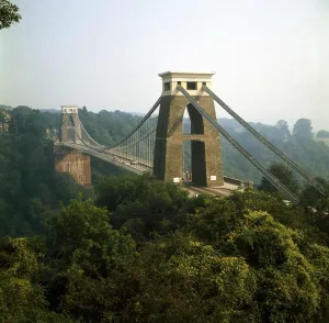 Bridges Prints: The Clifton Suspension Bridge at Bristol England Circa 1974