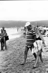 Clint Eastwood Actor with his Co-Actress Francis Fisher on the Beach