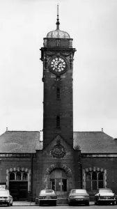 Clock Prints: The clock tower at Whitley Bay Railway Station on 4th August 1977