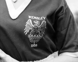 Eagle Prints: Close up of the Manchester United new badge for the Wembley FA Cup Final