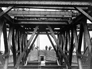 Structure Prints: A close up view of the massive steel work which will carry the peel of bells in the tower