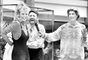 Clothes Show, presenters Jeff Banks and Selena Scott with Suzanne Baxter wearing a