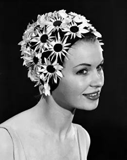 Floral Prints: Clothing Beach: Daisy Bold. A bright cap highlighted with large white daisy petals