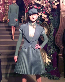 Clothing by Dior 1998 modelled by Model at Paris Fashion Week Wearing a pleated
