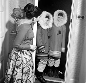 00064 Prints: Clothing: Eskimo Coats: Mrs. Betty Wyatt teaches Eskimos on Baffin Island seen here