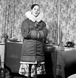 Clothing: Eskimo Coats: Mrs. Betty Wyatt teaches Eskimos on Baffin Island seen here