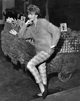 Knitwear Prints: Clothing Fashion 1958: Liese Deniz in a lilac brushed wool mohair sweater with beautiful