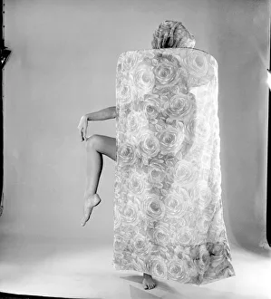 Clothing: Fashion: Beachwear: Model wearing beachwrap tent. 1966