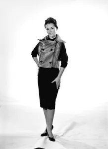 00435 Prints: Clothing: Fashion: Jacket: Woman wearing check jacket. Model: Barbara Parry. 1959 B1116