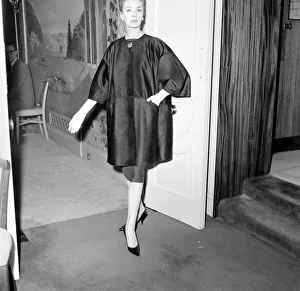 Clothing: Fashion: Leather. Woman modelling leather coats at fashion show