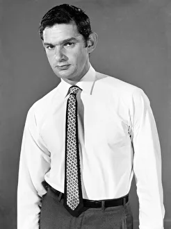 Ties Prints: Clothing: Fashion: Menswear: Man wearing shirt and tie. Model: Mike Lester