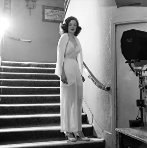 Nightwear Prints: Clothing : Fashion : Nightwear. Model wearing Nylon nightee. June 1953 D3033