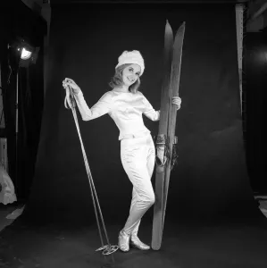 Clothing: Fashion: Woman wearing skiing outfit converted from wedding dress