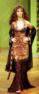 Animal Print Prints: Clothing France Paris Fashion Week 1999 Model wearing Givenchy clothes walking