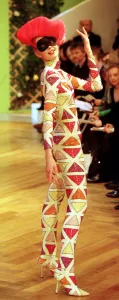 Clothing France Paris Fashion week 1999 Model wearing Givenchy clothes walking