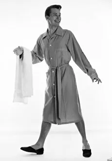 00028 Collection: Clothing Mens Fashion 1950s Peter Sinclair seen here modelling the pyjama dressing