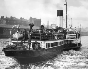 Clyde paddle steamer Eagle III sailing down the River Clyde. Circa 1930