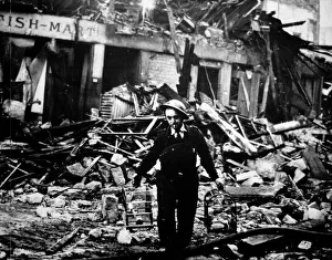 Clydebank Blitz March 1941 World War Two devastation in street Firemen Air raid Army bomb