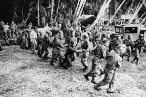 Co-operating with American Allies, New Zealand troops in the Pacific are helping to make