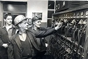 Lamps Prints: Coal - Miners - Miners in the lamp room at Merthyr Vale Colliery - 20th February 1974