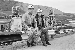 Miners Prints: Coal miners Phillip Jenkins (left) and Chris Lee seen here at the Taff Merthyr Colliery