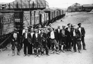 Coal Miners at Whitwick Colliery hwere they smashed the record for the country producing