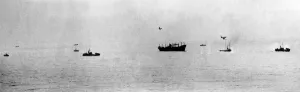 Coastal Command Bristol Beaufighters attack enemy convoy off the Dutch coast during WW2