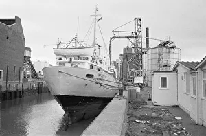 Dock Prints: The Coaster Hydrus seen here moored in the River Hull 17th January 1983