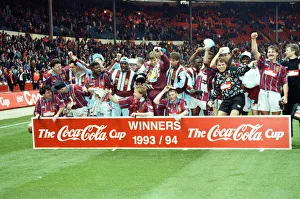 Coca Cola Cup Final. Aston Villa 3 v Manchester United 1. Aston Villa celebrate