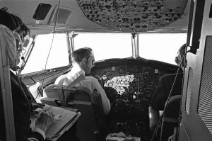 Pilot Prints: Cockpit of a British United Airlines BAC 1-11 during a European proving flight to Spain