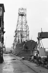 Docks Prints: The Coe Metcalf drill survey ship Pholas seen here docked in Hull. 9th March 1984