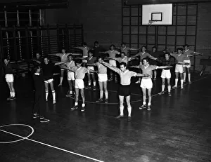 Schoolboys Prints: Coleridge School Football Team gym training session, Cambridge, January 1963