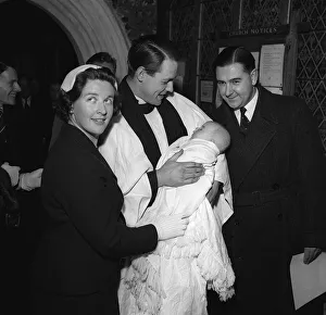 00029 Prints: Colin Cowdray 1958 cricketer with wife Penelope at christening of son Christopher by Rev