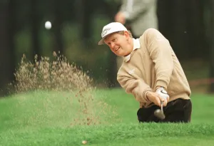 Bunker Prints: Colin Montgomerie Wentworth World Matchplay 1998 plays out of a greenside bunker