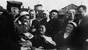 Agriculture Prints: Collective farmers at Zarya Sotzialisma Collective farm in the Moscow region