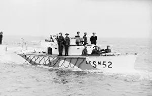 Marines Prints: Combined operations exercises. Close up of support craft used for making smoke