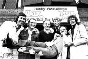 Comedian Bobby Pattinson is given a bumpy ride by the Dallas Boys, back in June, 1977