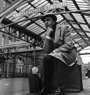 Comedian Ken Dodd at Marylebone Station, London. 13th April 1964