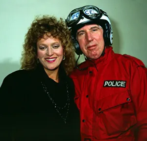 Comedian Rikki Fulton with Barbara Dickson in the television programme Supercop